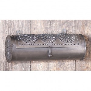 Country new hanging Antiqued brushed punched tin candle box /storage tin / nice   382206882901